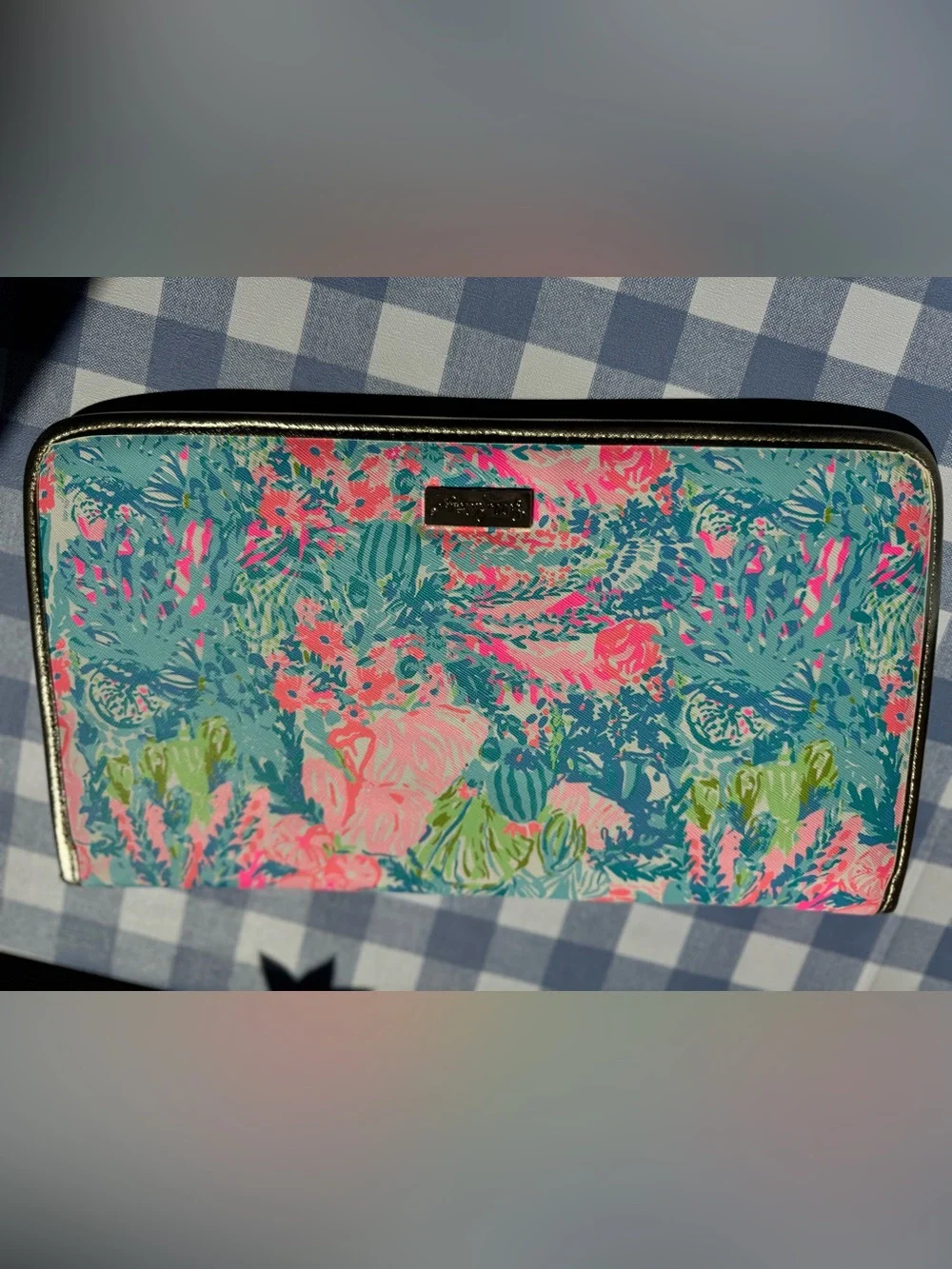 Lilly Pulitzer Pink, Aqua & Green Floral Jewelry Pouch